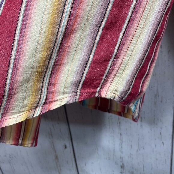 Lauren Ralph Lauren  Vintage Linen Cotton Blend Striped 3/4 Sleeve Button Down - Picture 12 of 14